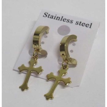creole acier doré pendentif croix