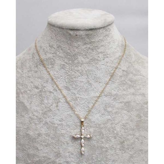 Gold-plated steel cross jewelry with zircon