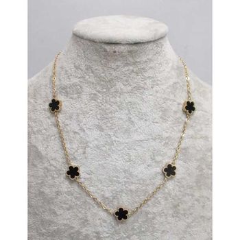 bijoux collier trefle acier noir