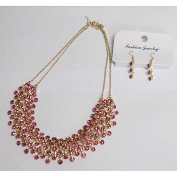 bijoux strass fushia collier boucles
