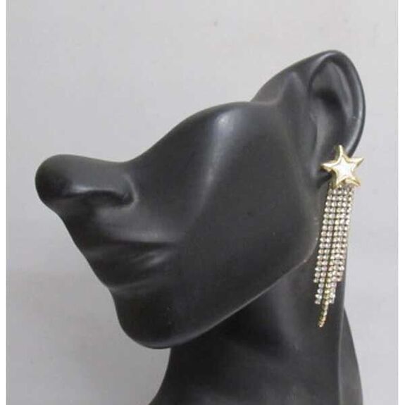 Jewelry earrings star mother-of-pearl pendant rhinestones gold-plated steel