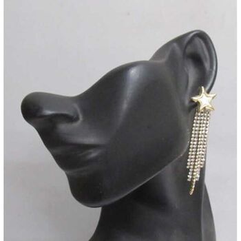 Jewelry earrings star mother-of-pearl pendant rhinestones gold-plated steel