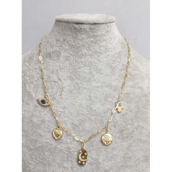 steel moon hand eye charm pendant necklace