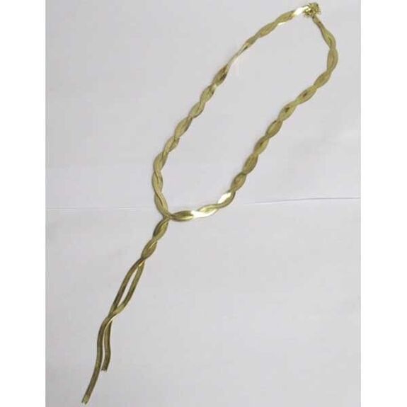 gold-plated stainless steel twisted plunging necklace