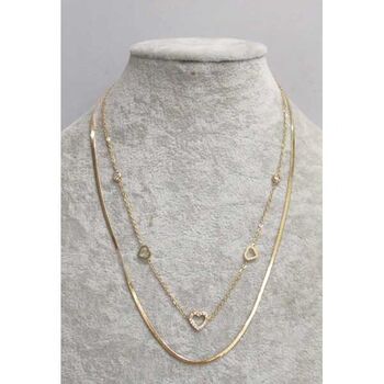 Bijoux pendentif  coeur en acier double chaine serpent