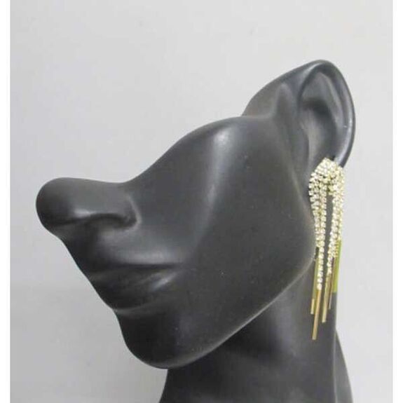 boucles oreilles cristal strass doré avec tiges pendantes
