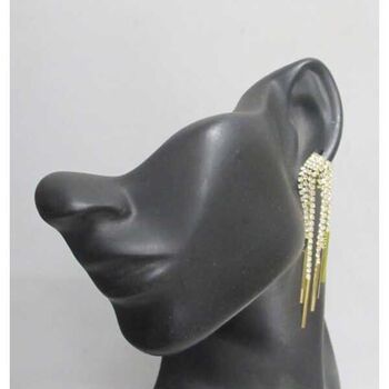 boucles oreilles cristal strass doré avec tiges pendantes