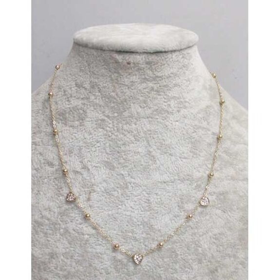 Fine steel chain pendant with 3 hearts