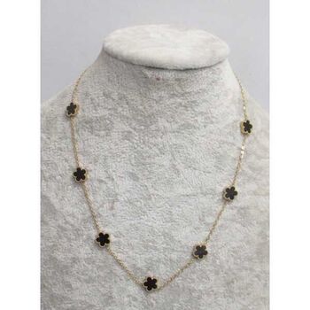 jewelry necklace 7 clovers black steel