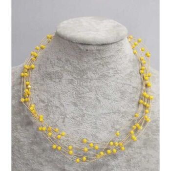 bijoux collier fils et perle jaune