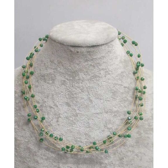 green pearl jewelry and gold threads