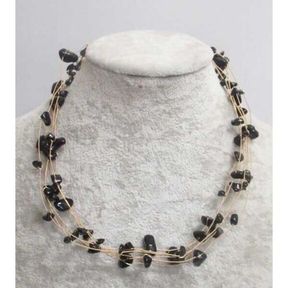 bijoux collier cailloux fils dore