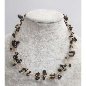 bijoux collier cailloux fils dore