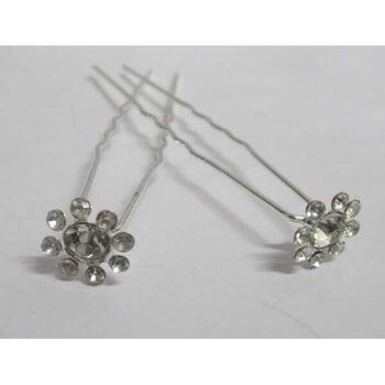 Large crystal hair clip pin surrounded by small crystals