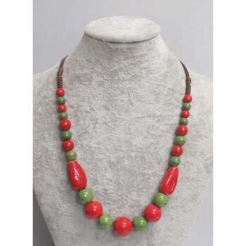 bijoux collier ajustable céramique rouge vert