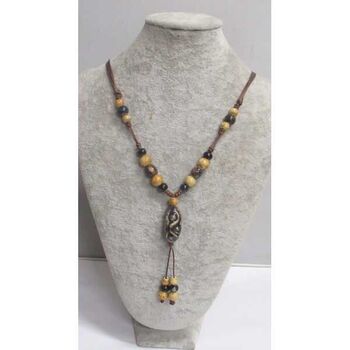 jewelry long necklace pendant ceramic black olive