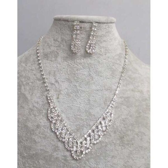 collier strass mariage avec sa boucle d oreille