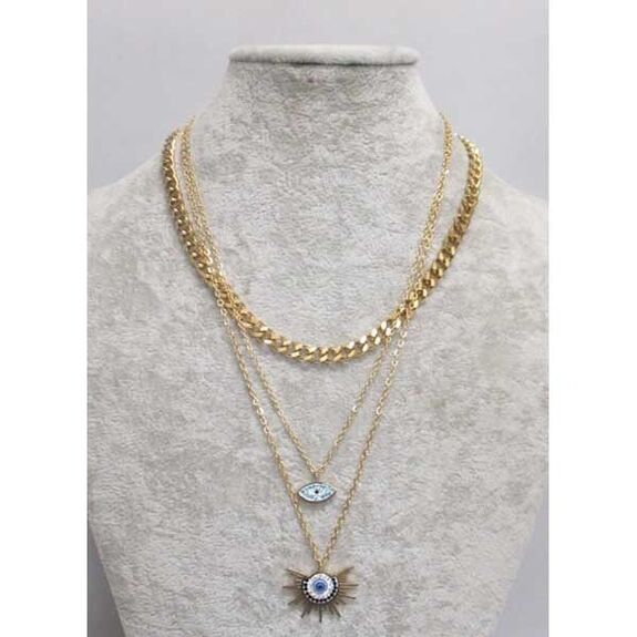 Bijoux sautoir triple chaine en acier