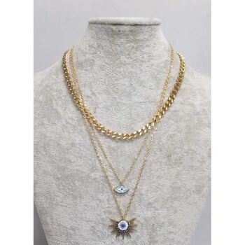 Bijoux sautoir triple chaine en acier