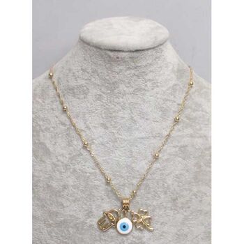 collier acier main oeil trefle