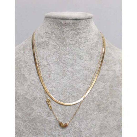 Double flat chain heart jewelry in steel