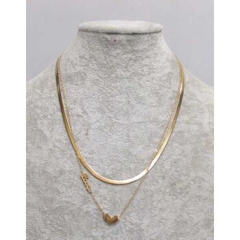 Double flat chain heart jewelry in steel