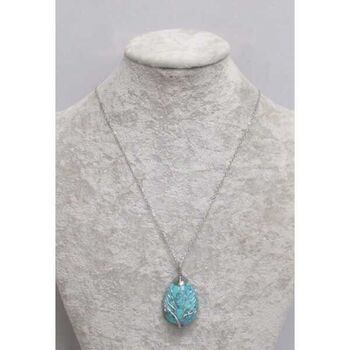 turquoise stone tree of life drop pendant