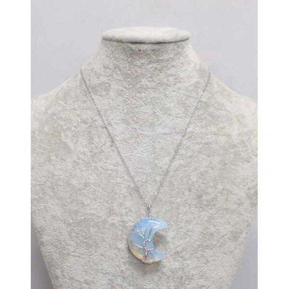bijoux croissant pierre de lune pendentif