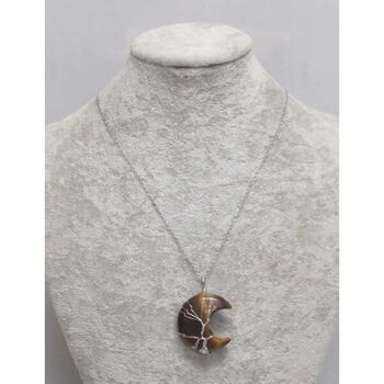 tiger's eye crescent jewelry on steel chain
