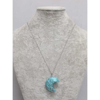 turquoise crescent jewelry on steel chain