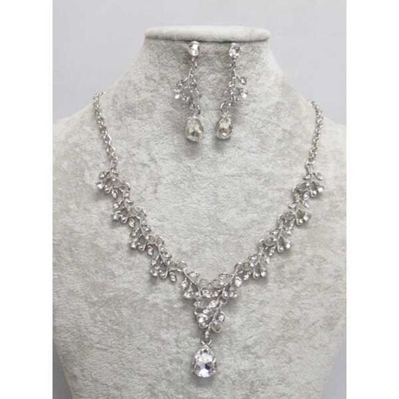 crystal drop pendant jewelry set