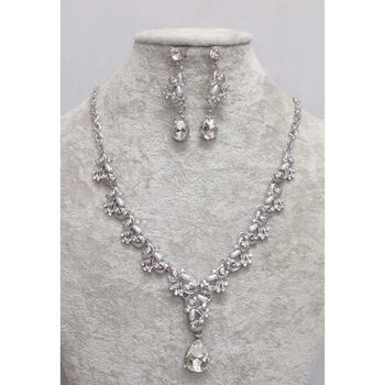 Crystal drop pendant necklace and earring set