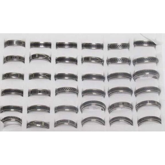 men's anti-stress steel ring pattern and size mix