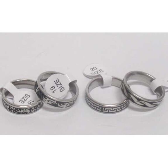men's steel ring pattern and size mix