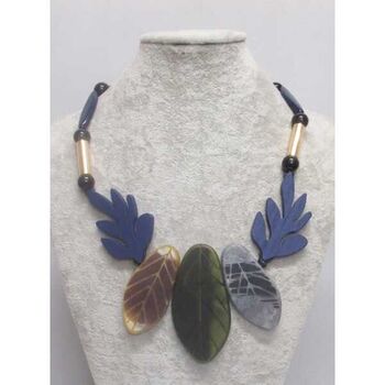 Jewelry necklace cord wood leaf