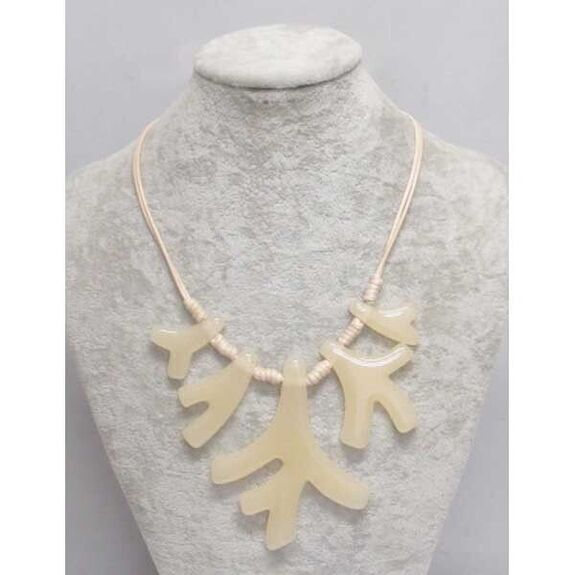 Coral necklace jewelry with beige resin
