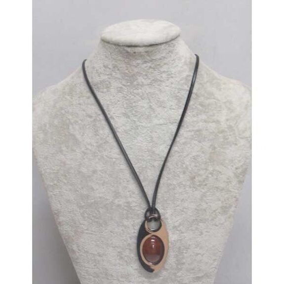 Jewelry pendant metal board brown stone