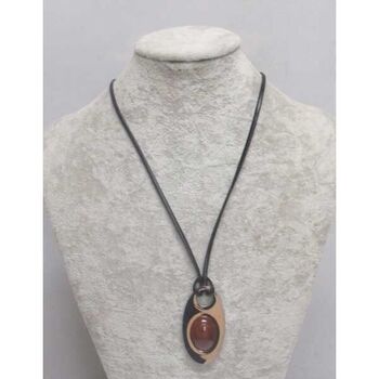 Jewelry pendant metal board brown stone