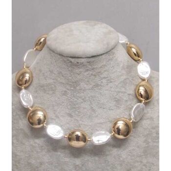 gold and mother-of-pearl pebble necklace