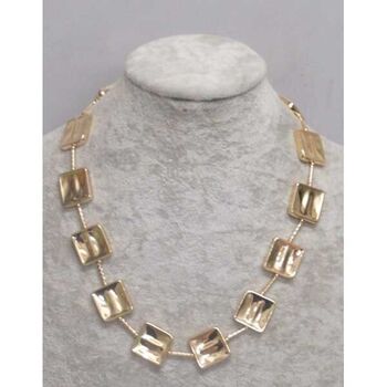 golden rectangular metal necklace