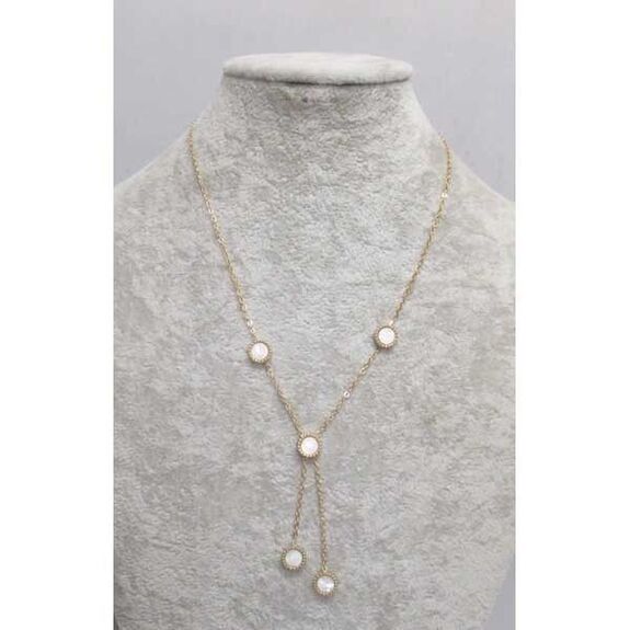 collier cercle nacre pendant en acier