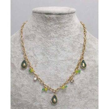 bijoux collier breloques email vert en acier