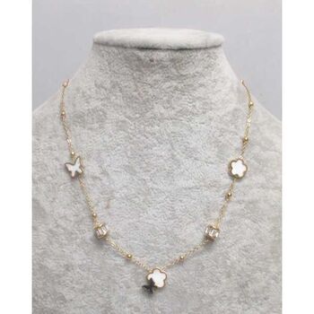 bijoux pendentif papillon et fleur nacre en acier