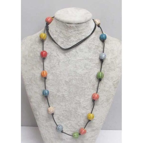 Bijoux sautoir boule à rayure