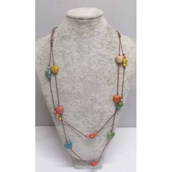 Double heart ceramic necklace jewelry