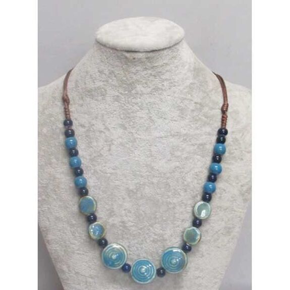 blue pebble ceramic chain necklace