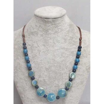 blue pebble ceramic chain necklace