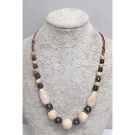 bijoux boule céramique beige noir