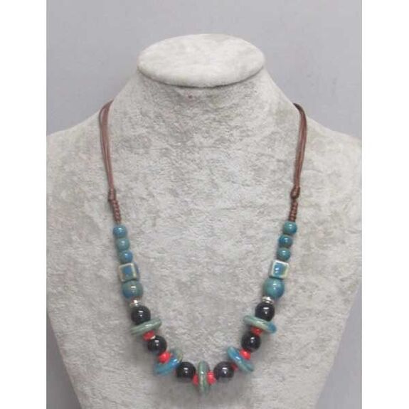 jewelry necklace made of ceramic balls and washers