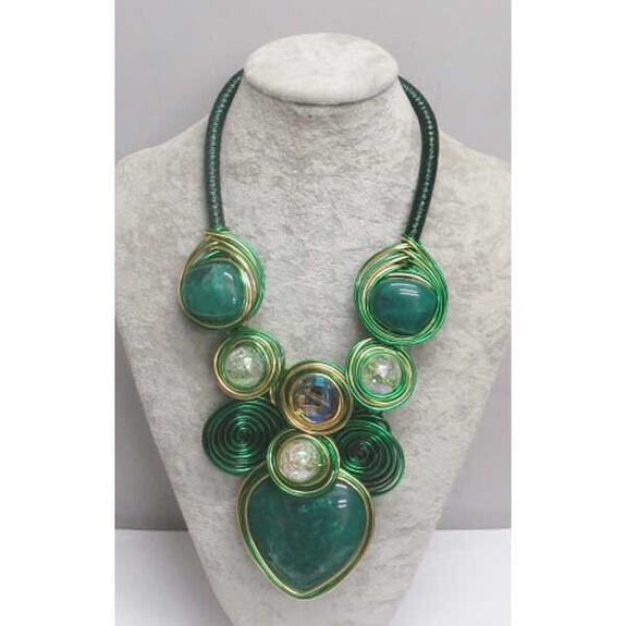 bijoux spirale resine vert soirée
